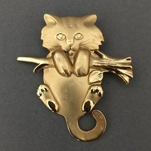 Vintage JJ Jonette Jewelry Company Cat Brooch